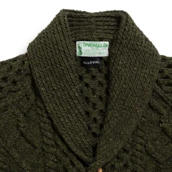 Allevol Knitwear<x Inverallan 6A Long Shawl Collar Mohair Tweed Oak