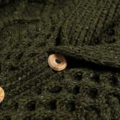 Allevol Knitwear<x Inverallan 6A Long Shawl Collar Mohair Tweed Oak