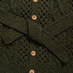 Allevol Knitwear<x Inverallan 6A Long Shawl Collar Mohair Tweed Oak