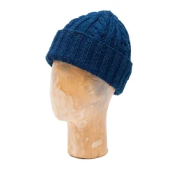 Allevol X Inverallan Knitwear<Cable Knit Indigo Cotton Beanie 22F