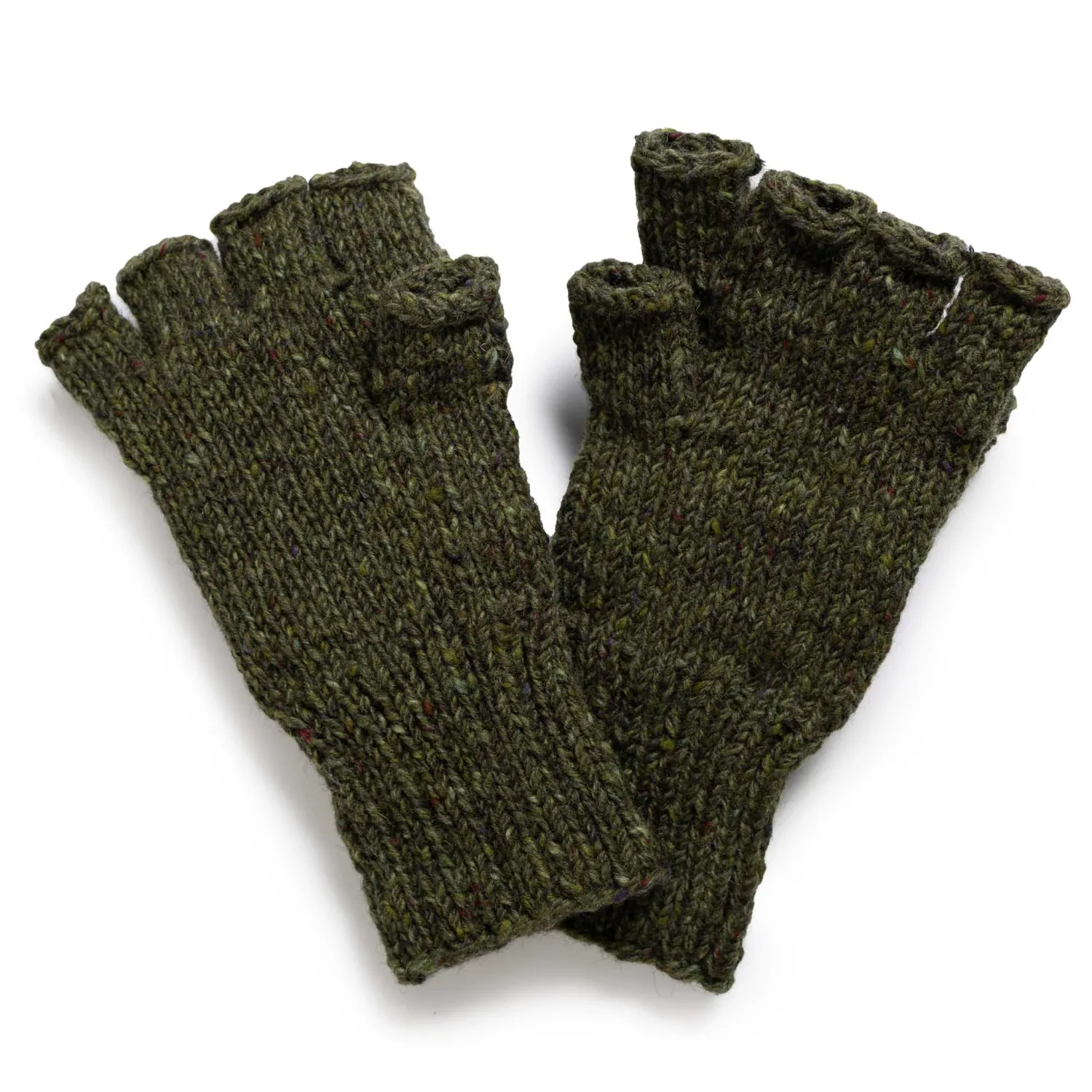 Allevol X Inverallan Knitwear<22S Diamond Fingerless Gloves w/Cover Mohair Tweed Oak
