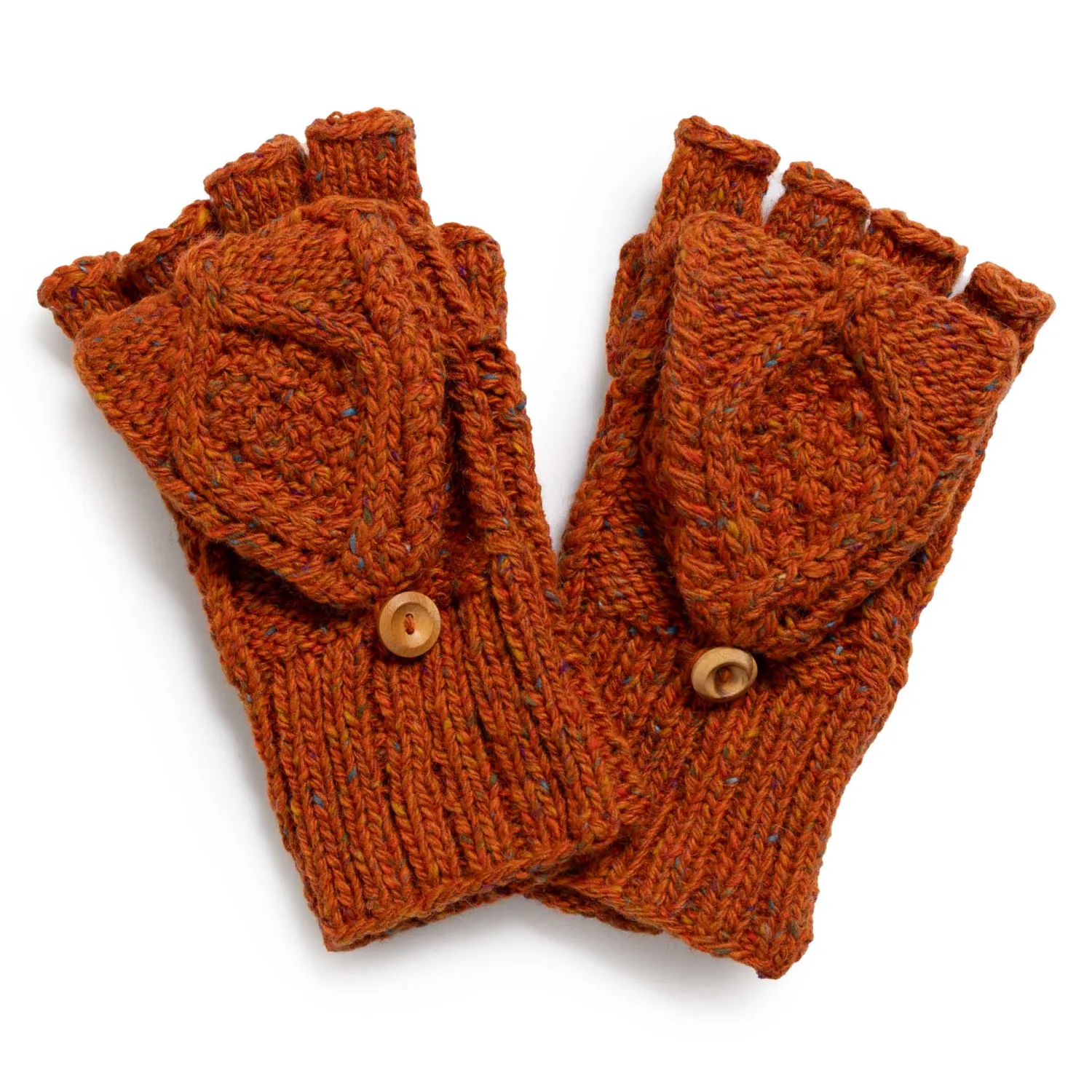 Allevol X Inverallan Knitwear<22S Diamond Fingerless Gloves w/Cover Mohair Tweed Blaze