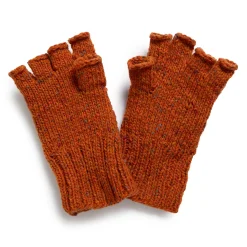 Allevol X Inverallan Knitwear<22S Diamond Fingerless Gloves w/Cover Mohair Tweed Blaze