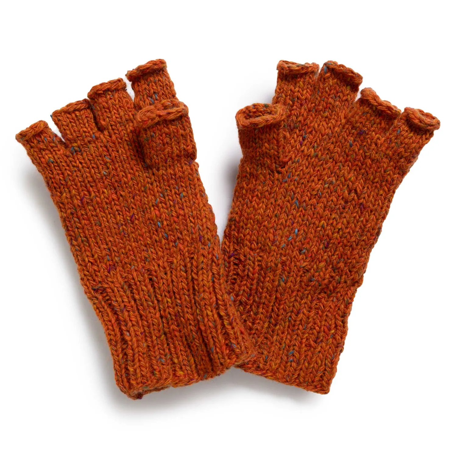 Allevol X Inverallan Knitwear<22S Diamond Fingerless Gloves w/Cover Mohair Tweed Blaze