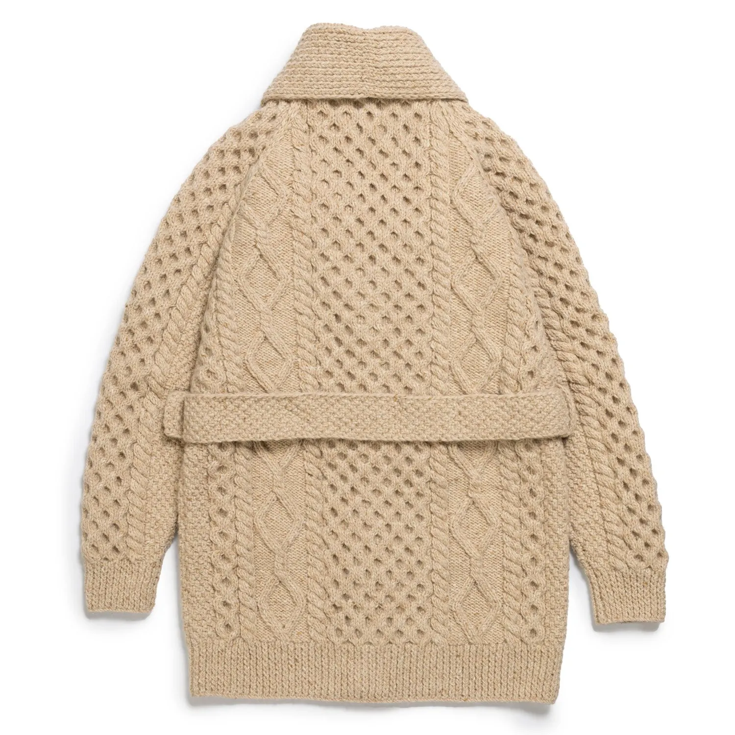 Allevol Knitwear<x Inverallan Shawl Collar Cardigan 6A Long Oatmeal