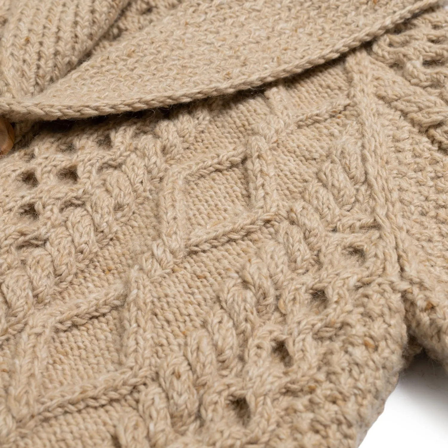 Allevol Knitwear<x Inverallan Shawl Collar Cardigan 6A Long Oatmeal