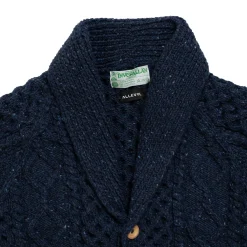 Allevol Knitwear<x Inverallan Shawl Collar Cardigan 6A Long Blueberry
