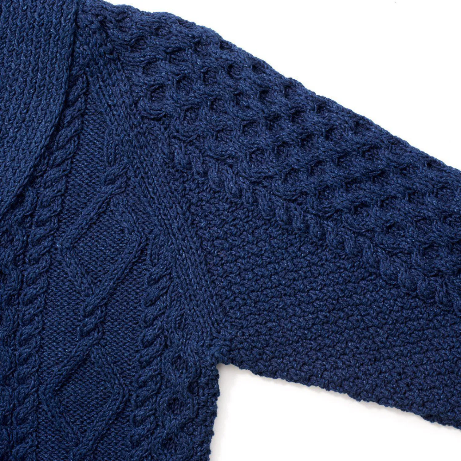 Allevol Knitwear<x Inverallan Shawl Collar Cardigan 6A Indigo Cotton