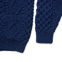 Allevol Knitwear<x Inverallan Shawl Collar Cardigan 6A Indigo Cotton