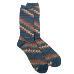 Anonymous Ism Anonymous Ism<Quilted Patchwork Crew Sock Indigo