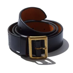 Belafonte Ragtime Clothing Belafonte<Belafonte Ragtime Leather Garrison Belt (30mm) Black x Brass