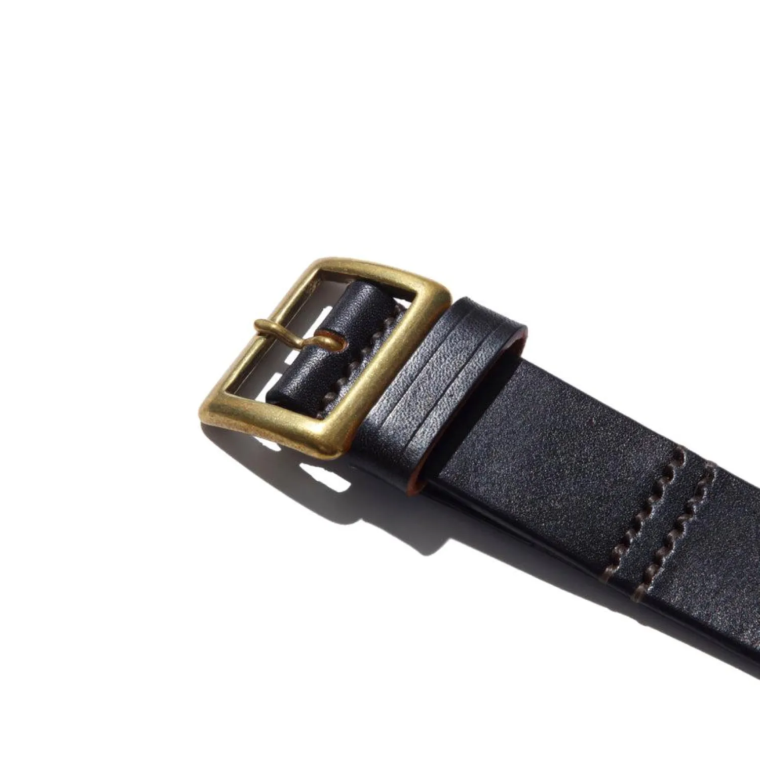 Belafonte Ragtime Clothing Belafonte<Belafonte Ragtime Leather Garrison Belt (30mm) Black x Brass
