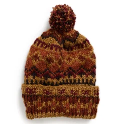 Chamula Knitwear<Double Cuff Cap Fair Isle #3 Dark Gold