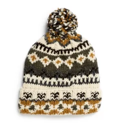 Chamula Knitwear<Double Cuff Cap Fair Isle #3 Ivory #4