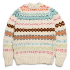 Chamula Knitwear<Fair Isle #8 Pullover Sweater Ivory
