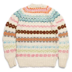 Chamula Knitwear<Fair Isle #8 Pullover Sweater Ivory