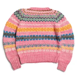 Chamula Knitwear<Fair Isle #8 Pullover Sweater Lt. Pink