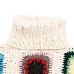 Chamula Knitwear<Granny Square Turtleneck Pullover Ivory