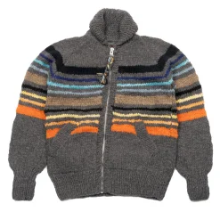 Chamula Knitwear<Multi Stripe Zipper Cardigan Grey Multi