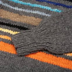 Chamula Knitwear<Multi Stripe Zipper Cardigan Grey Multi