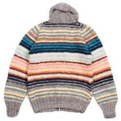 Chamula Knitwear<Multi Stripe Zipper Cardigan Pearl Grey