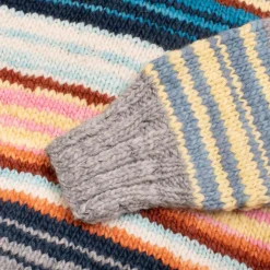 Chamula Knitwear<Multi Stripe Zipper Cardigan Pearl Grey