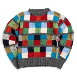 Chamula Knitwear<Sampler Squares Pullover Sweater Grey