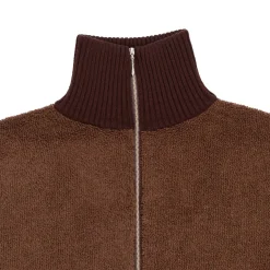 Haversack Knitwear<5G Pile Zip Sweater Brown