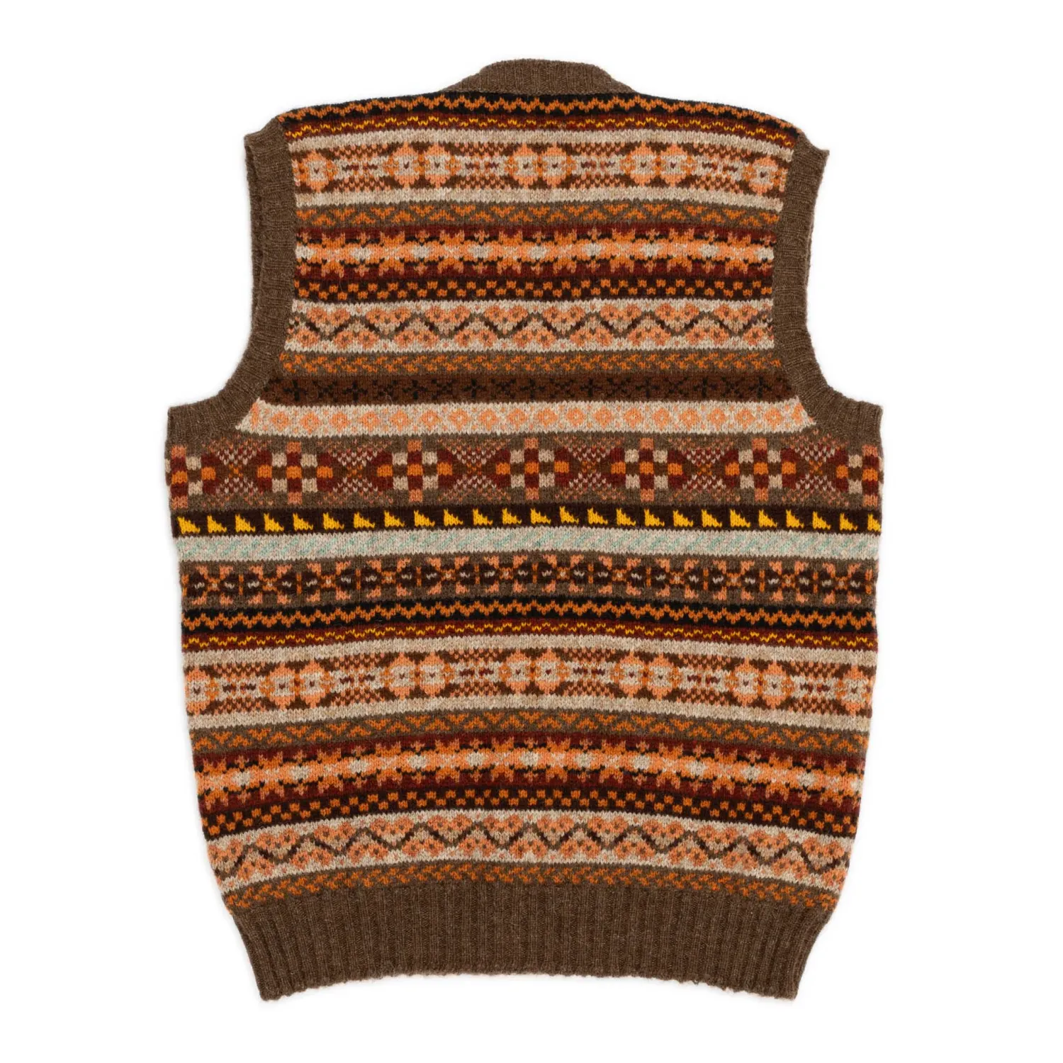 Jamieson's Of Shetland Knitwear|Vests<Jamieson's for Clutch Cafe Fair-Isle V-Neck Slip Over Orange x Brown