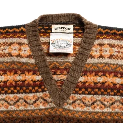 Jamieson's Of Shetland Knitwear|Vests<Jamieson's for Clutch Cafe Fair-Isle V-Neck Slip Over Orange x Brown