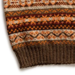 Jamieson's Of Shetland Knitwear|Vests<Jamieson's for Clutch Cafe Fair-Isle V-Neck Slip Over Orange x Brown