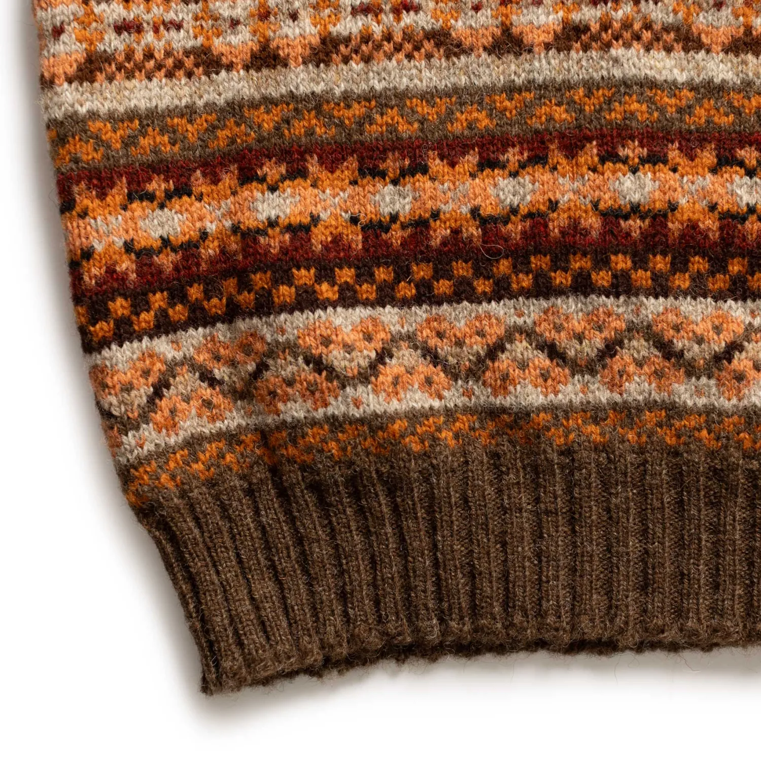 Jamieson's Of Shetland Knitwear|Vests<Jamieson's for Clutch Cafe Fair-Isle V-Neck Slip Over Orange x Brown