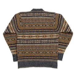Jamieson's Of Shetland Knitwear<Jamieson's for Clutch Cafe Fair-Isle V-Neck Pullover with Graduated Rib #5 Dark Grey x Navy
