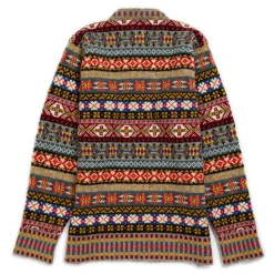 Jamieson's Of Shetland Knitwear<Jamieson's for Clutch Cafe Fair-Isle V-Neck Pullover with Graduated Rib #136 Light Grey x Red