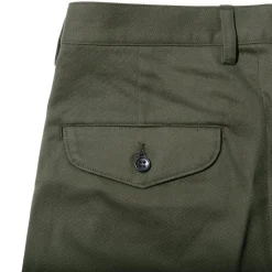Kuon Pants & Trousers<Brushed Drill Single Pleated Trousers Olive