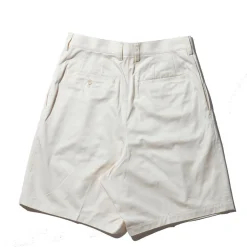 Kuon Shorts<Cotton Twill Pleated Shorts Ivory