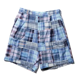 Kuon Shorts<Madras Patchwork Shorts Light Blue Multi