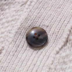 Kuon Knitwear<Multi-Patterned Cardigan w/Hand Stitch Ecru