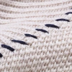 Kuon Knitwear<Multi-Patterned Cardigan w/Hand Stitch Ecru