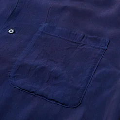 Kuon Shirts<S/S Open Collar Shirt Aizome Dark Indigo