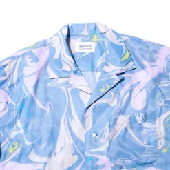 Kuon Shirts<S/S Suminagashi Camp Collar Shirt