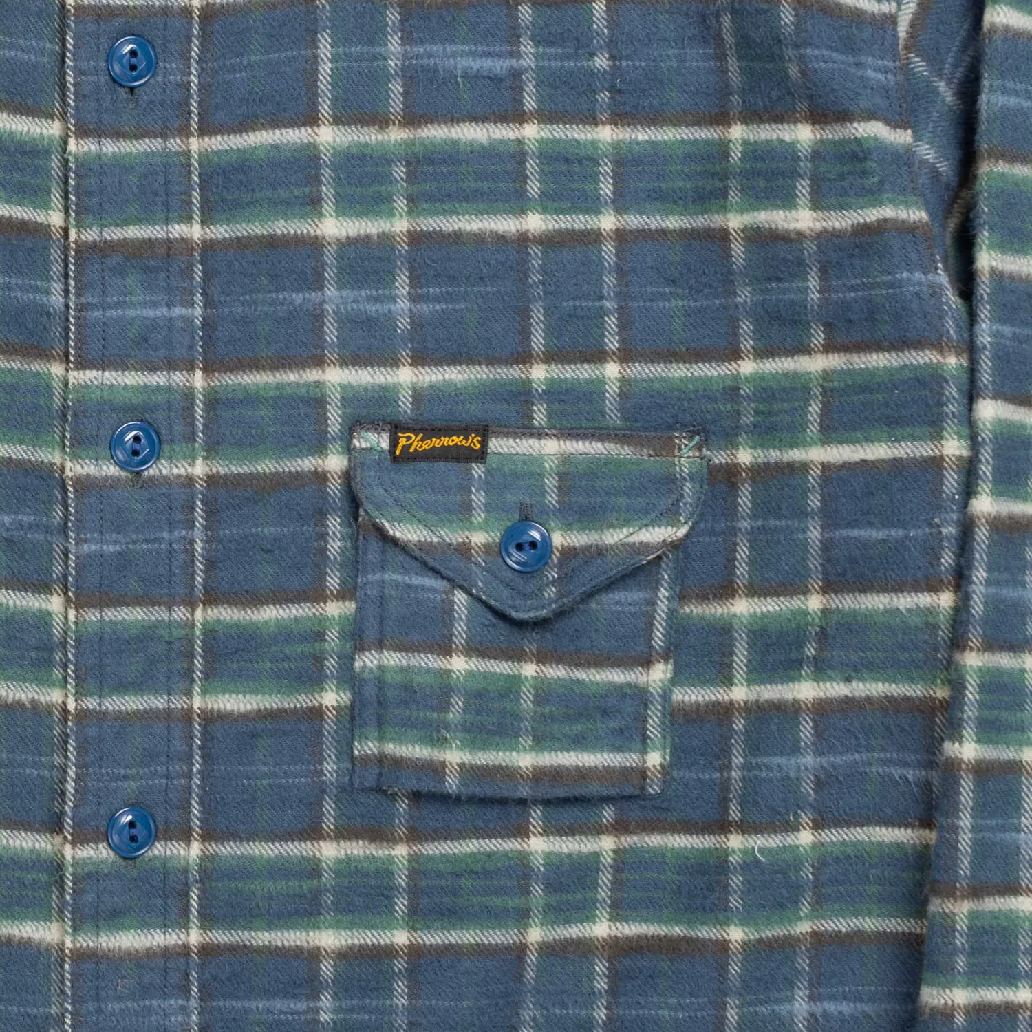 Pherrow's Shirts<24W-750 Check Work Shirt Navy