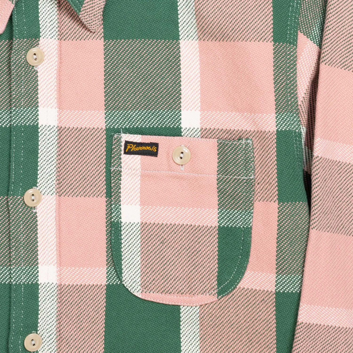 Pherrow's Shirts<24W-720 Flannel Work Shirt Pink/Green