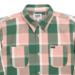 Pherrow's Shirts<24W-720 Flannel Work Shirt Pink/Green