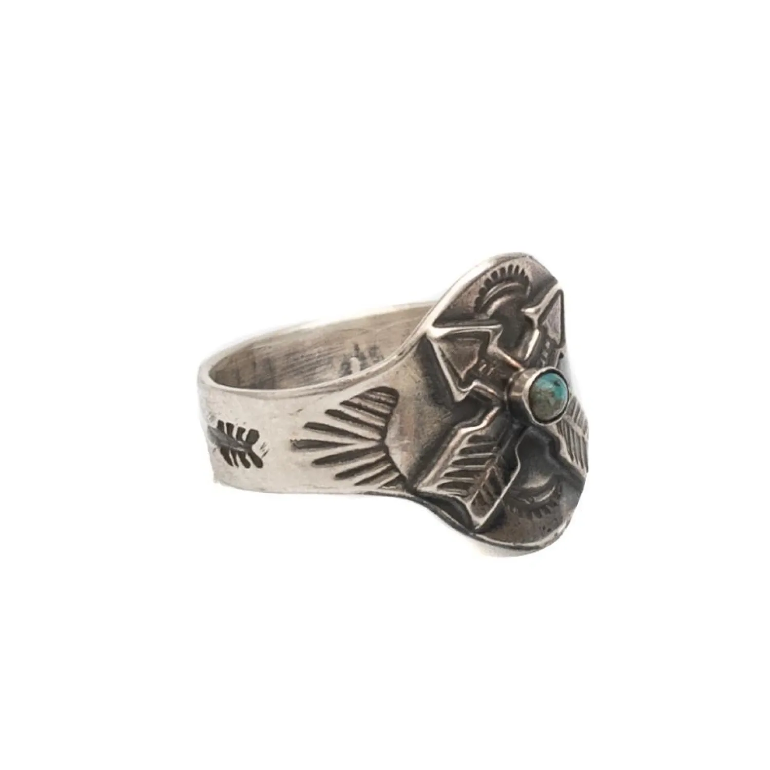 Red Rabbit Red Rabbit<Trading Co Fred Harvey Style Cigar Band Arrows Ring w/ Turquoise