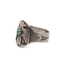 Red Rabbit Red Rabbit<Trading Co Fred Harvey Style Cigar Band Thunderbird Ring w/ Turquoise