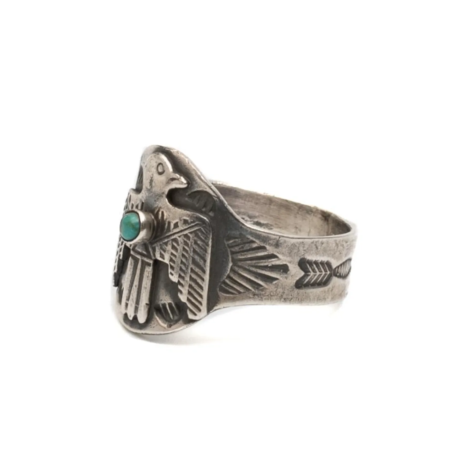 Red Rabbit Red Rabbit<Trading Co Fred Harvey Style Cigar Band Thunderbird Ring w/ Turquoise