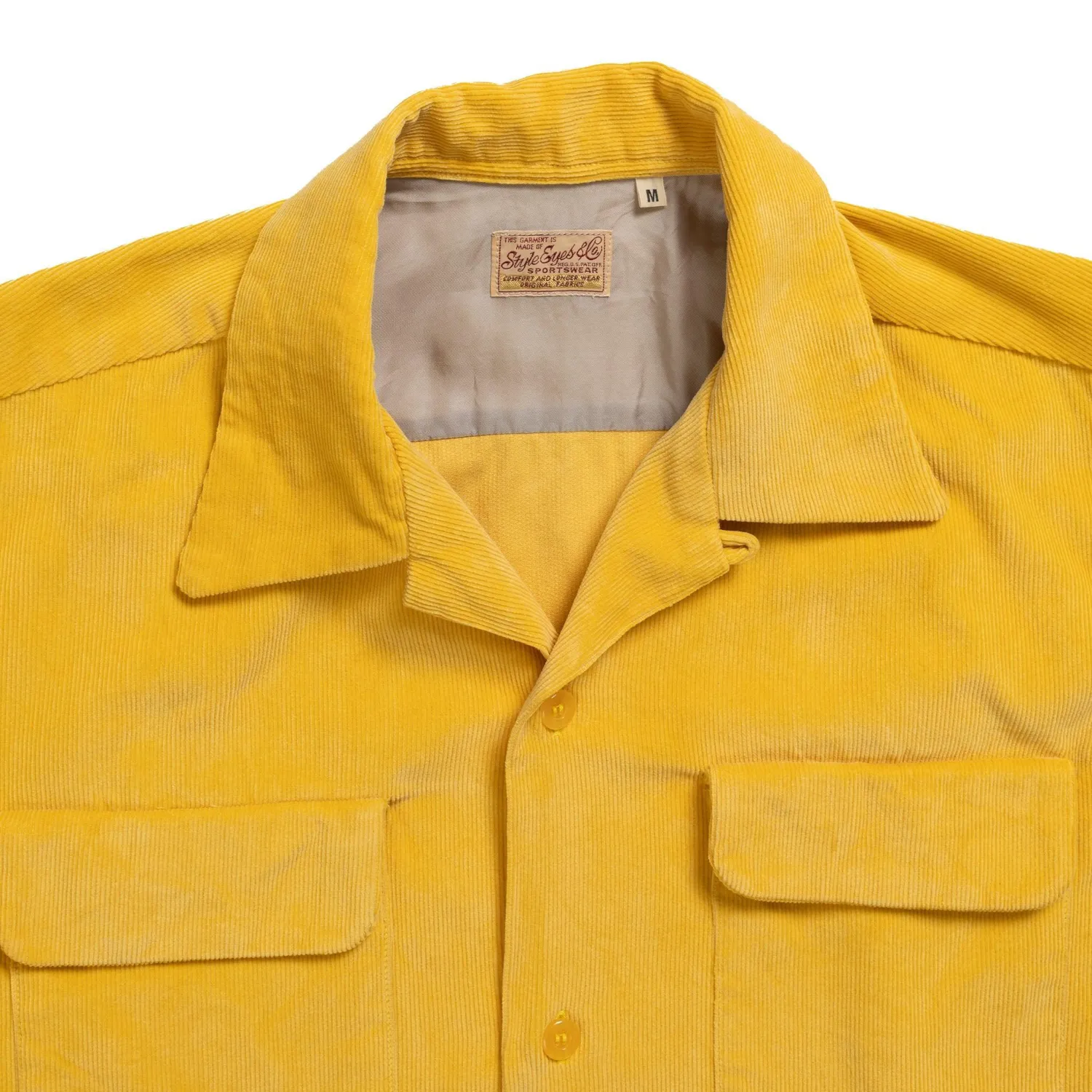 Style Eyes Shirts<Solid Model Corduroy Sports Shirt Yellow