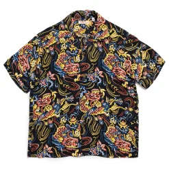 Sun Surf Shirts|Hawaiian Shirt<Guardian Spirit Hawaiian Shirt Black