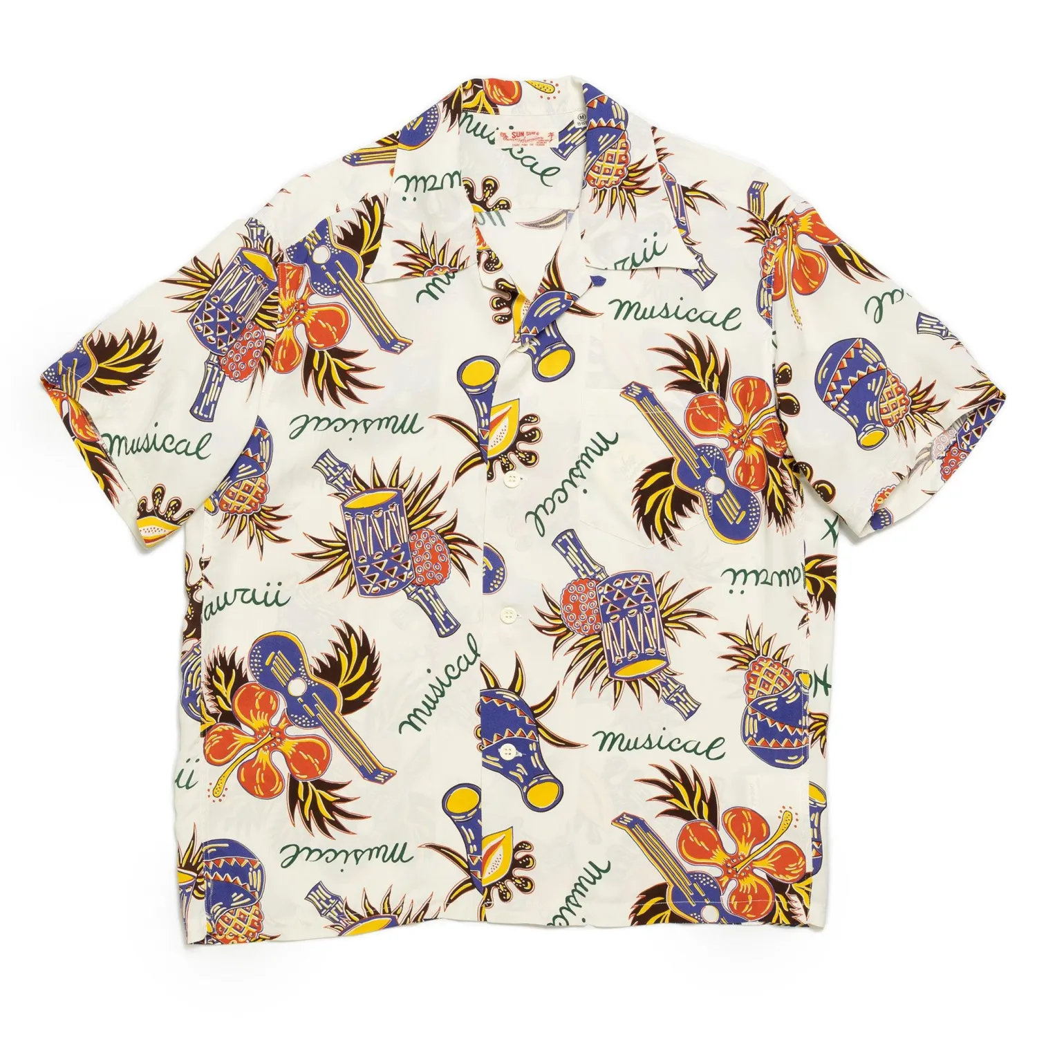 Sun Surf Shirts|Hawaiian Shirt<Hawaii Musical Hawaiian Shirt White